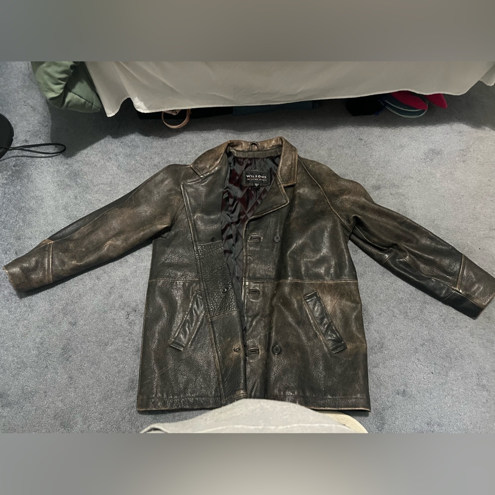 vintage distressed leather jacket